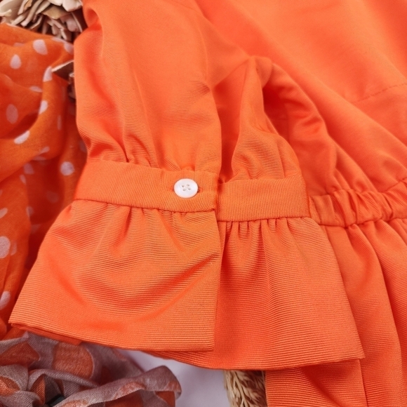 New Gretchen Scott Orange Ruffle Pocketed Dress Sz XS - Picture 15 of 16